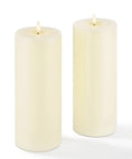 Flameless Pillar Candles Set Of 2 With Remote Control, Real Wax Ivory 4x6 Inch, Battery Operated Candles for holiday decor