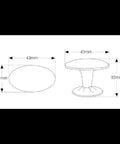 Technical diagram of 10 Pack Rustic Black Iron Cabinet Knobs With Backplates, dimensions 43mm diameter, 31mm height, vintage style.