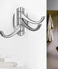 Rock Solid Wall Mounted Coat Rack Heavy Duty Zinc Alloy Bathroom Entryway Hook Zero Wobble with chrome finish and curved design.