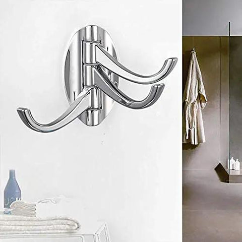 Rock Solid Wall Mounted Coat Rack Heavy Duty Zinc Alloy Bathroom Entryway Hook Zero Wobble with chrome finish and curved design.