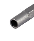 Close-up of 3 Pack Quarter Inch To Micro 6.35mm Hex Socket Screwdriver Bit Adapter, 25mm Long, S2 Alloy Steel, showing magnetic head sleeve.