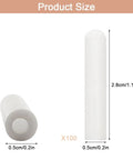 Image showing size dimensions of 100 Pcs Universal Silicone Dishwasher Rack Tine End Caps Round Tip Caps, 1 inch moldable, anti-slip white.
