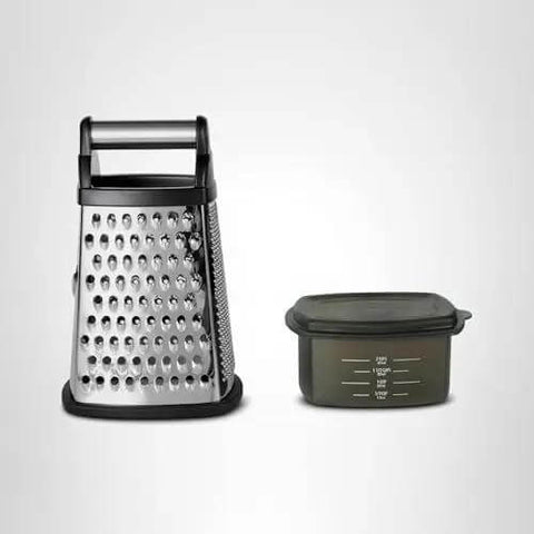 Gourmet 4 Sided Stainless Steel Box Grater With Fine Medium Coarse Grating And Slicing Options Detachable 3 Cup Storage Container
