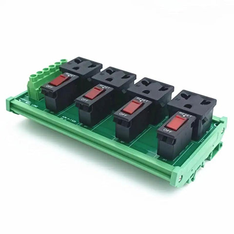 Din Rail Mount AC Power Strip With Four 120 Volt Grounded Receptacles Rock Solid 10 Amp Overload Protection Heavy Duty Electrical Panel