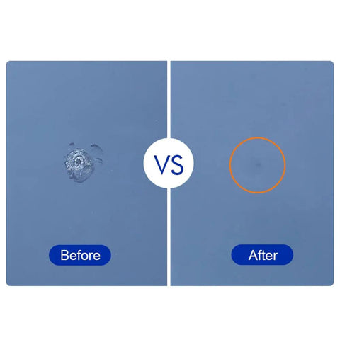 Before and after results of using Windshield Repair Kit With Air Pump Tool And Repair Fluid, Quick Fix For Cracks, Clear Translucent Liquid.