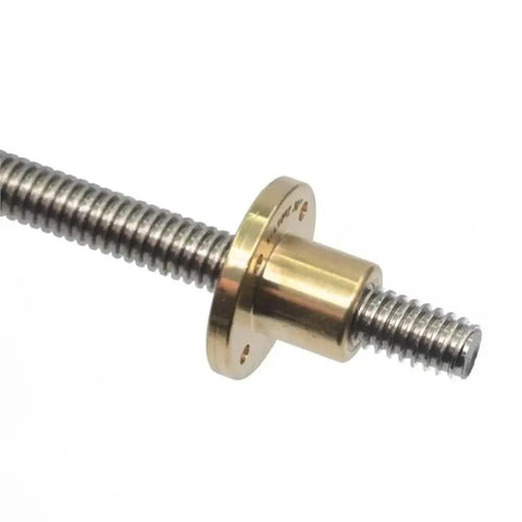 T10 Threaded Rod With Nut, 10mm Diameter, 100-550mm Length, 304 Stainless Steel, Heavy Duty Trapezoidal Thread, Pitch Two Lead One, Built For CNC, 3D Printers, Actuators, And Industrial Machinery with brass nut