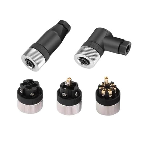 M12 8 Pin Female Industrial Circular Connector A Code Straight 2 Pack Field Wireable Sensor Adapter IP67 12mm Shell