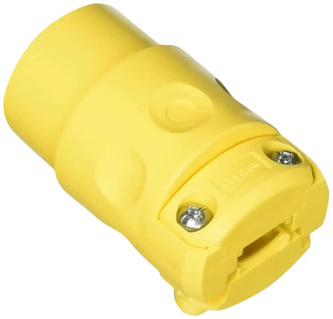 15 Amp 125 Volt Commercial Grade Straight Blade Connector Workhorse Built For Pros With 515CV, Heavy Duty Construction, UL CSA Certified, Triple Drive Head Screws For Easy Install, Pack Of 1, Yellow yellow straight blade connector with two screw terminals