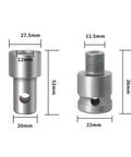 Auger Adapter Tool With Four Interface Types For Round Handle Hexagonal And Electric Wrench Connections dimensions view
