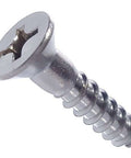 Number 12 By One And A Half Inch Flat Head Wood Screws With Phillips Drive Type 316 Marine Grade Stainless Steel Partial Thread Bright Finish