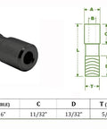 316 Stainless Steel Streamline Cable Stud With Molybdenum Disulfide Coating For Three Sixteenth Inch Cable And Five Sixteenth Inch UNF Thread One Inch Length Heavy Duty One Piece Hardware diagram and specifications.