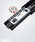 Heavy Duty Soft Close Drawer Slides With Full Extension Telescoping Runners And Precision Ball Bearings close-up of ball bearing rail design.