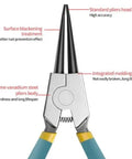 Close-up of 7 Inch Snap Ring Pliers Set 4 Piece Heavy Duty Retaining Ring Pliers Kit for Internal and External Circlips.