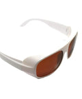 Multi Wave Heavy Duty Infrared Laser Protective Glasses Rock Solid Safety Eyewear Designed For 532nm 808nm 1064nm Systems Clear Lens shown at an angle.