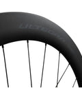Close-up of the Ultegra WH R8170 C60 Carbon Road Wheelset Tubeless Ready Aero 21mm Inner Width For 25mm To 40mm Tires Disc Brake Compatible