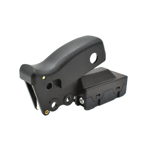 SW38C Aftermarket Trigger Switch For Miter Saws Eaton Style Replacement, black plastic, side view, fits DeWalt models