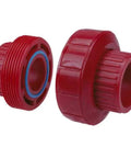Rock Solid One Inch Union Fitting Socket To Socket Pipe Connector Schedule 80 Red PVDF Plastic heavy duty union fitting detail