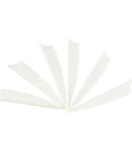 DIY Arrow Fletching Vane Set, 50 Pcs Plastic Arrow Feathers TPU Vanes 2In and 2.5In For Carbon Arrows displayed in fan shape