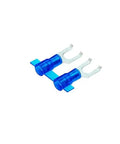 Rugged Nylon Insulated Flanged Fork Terminals Locking Tight With 14 To 16 Awg Wire and packing a sweet hella secure funnel entry.