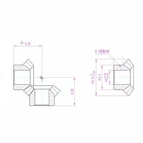 Two Pack 0.5 Module Bevel Gears 9 Teeth Copper Miter Gear With 2mm Bore For 90 Degree Transmission 1 To 1 Pinion Mesh In Precision CNC Gearbox Applications