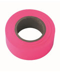 Flagging Tape Glo Pink 150 Ft Long Non Adhesive PVC Strait Line Tape One And Three Sixteenths Inch Wide High Visibility Colorfast Plastic