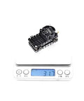 TX2500 V4 5 8 GHz FPV Transmitter With 2000mW Power Cooling Fan on digital scale weighing 31.7 grams