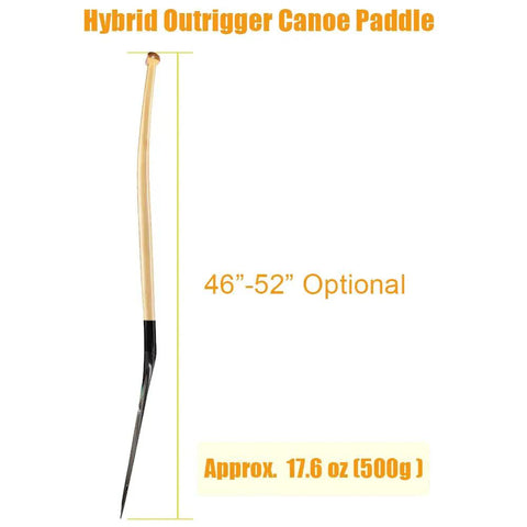 Hybrid Outrigger Paddle With Teardrop Carbon Blade And Fiberglass Reinforced Wooden Bent Shaft For Waka Ama Vaa L 50 Inches Lightweight Pro Grade Paddle