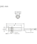 Technical diagram of Inductive Proximity Sensor LJ12A3-4-Z BX M12 4mm NPN Normally Open DC 6V-36V with dimensions and wiring details