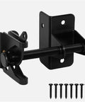 Heavy-Duty Self-Locking Automatic Gate Latch, Black Security Hardware for Wood and Metal Yard & Garden Fences with screws