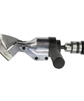 Straight Metal Sheet Scissors Head For Electric Drill, 8MM Chuck Iron Shears Cutting Tool For Wire Mesh Plastic Cloth And Wool mounted on drill.