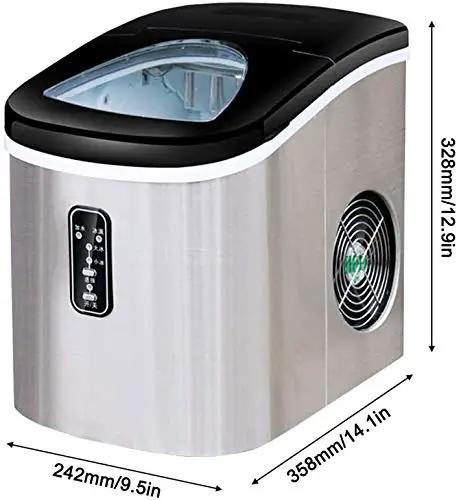 Hassle Free Countertop Ice Maker Machine Rolling Out Twenty Six Pounds Of Fresh Cubes Daily with a clear viewing window.