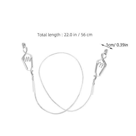 Pro Grade Fencing Cable Clips Set For Head Line And Body Cord Stainless Steel Clips For Adult Masks Foil Training Gear shown with measurements