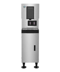 Slick Badass Cubelet Ice Machine With Built In Storage Bin Hand Free Sensor Operation And Air Cooled System For Countertop Placement creating fresh mini nugget ice, stainless steel, 31 inches tall.