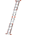 Beefy 14 Foot A Frame 4 Step Folding Ladder With Anti Slip Rungs Multi Position Aluminum Telescoping Ladder 330 Lb Weight Capacity Indoor Outdoor Home Roof Access Portable Storage, extended straight