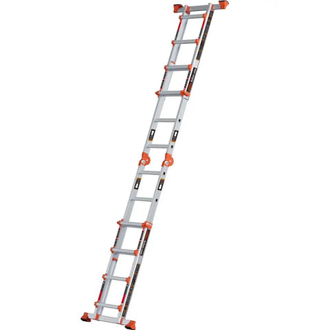 Beefy 14 Foot A Frame 4 Step Folding Ladder With Anti Slip Rungs Multi Position Aluminum Telescoping Ladder 330 Lb Weight Capacity Indoor Outdoor Home Roof Access Portable Storage, extended straight