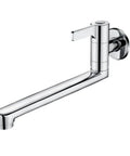 Shophubio Wall Mounted Kitchen Faucet Single Handle Cold Water Only Extended Spout 304 Stainless Steel Rotatable Sink Tap for Utility Mop Pool Silver Finish(25cm) side view