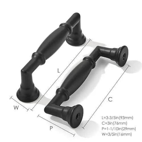10 Pack 3 Inch Matte Black Cabinet Pulls Heavy Duty Solid Handles Center To Center for Kitchen Cabinets Drawers Cupboards