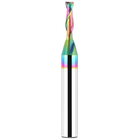 Upcut Spiral Router Bit With 1/8 Inch Cutting Diameter And 1/4 Inch Shank, carbide CNC end mill with TAC coating, front view