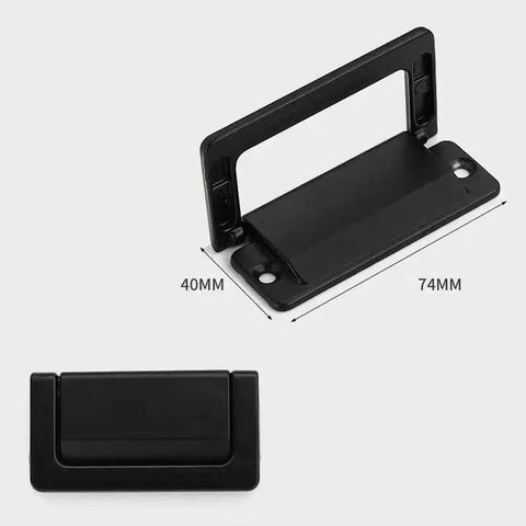2 Pack Foldable Zinc Alloy Drawer Pulls For Cabinets And Furniture Hidden Metal Handles In Black 7.4 By 4 Cm
