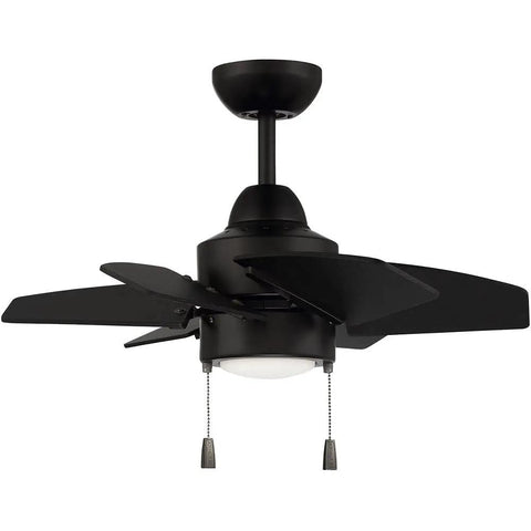 Propel II 24 Inch Indoor Ceiling Fan In Flat Black With 6 Custom Flat Black Blades And Built In 12 Watt Dimmable LED Light
