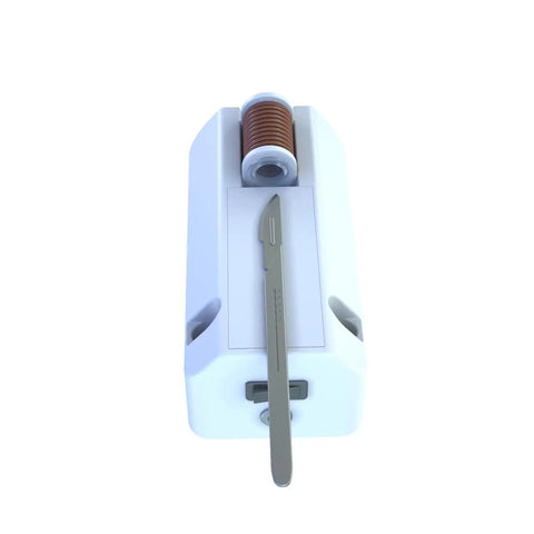 Hands Free Touchless Induction Sterilizer For Scalpels And Inoculation Loops Smart Flameless Lab Heater Built For Cleanroom Mycology Labs Zero Drama Quick Heat Solid Performer with scalpel on top.