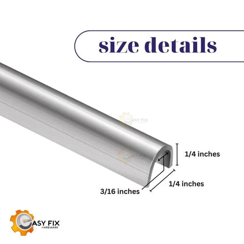 Stainless Steel Patio Door Track Cover For Sliding Glass Doors, Easy Fix For Worn Tracks, size details showing 1/4 inch gap fit