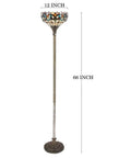 Tiffany Style Floor Lamp With 12 Inch Stained Glass Shade 71 Inch Tall Antique Bronze Base Uplight Torchier For Living Room