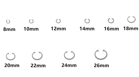 Internal Snap Ring Assortment Kit, 200Pcs 304 Stainless Steel Circlip Retaining Rings, 8mm To 26mm Sizes displayed in order