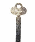 1422 Steel Key Blank Flat Stock 2.125 Inch Nickel Finish 10 Pack for Locksmiths, single key close-up view