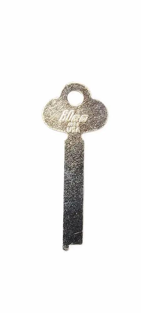 1422 Steel Key Blank Flat Stock 2.125 Inch Nickel Finish 10 Pack for Locksmiths, single key close-up view