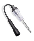 Straight-Boot Inline Spark Plug Tester For Cars, Trucks, Motorcycles And Outdoor Power Equipment - Gearhead Ready All-In-One Diagnostic Tool For Lawn Mowers, Chainsaws, Snow Blowers, Generators And More black inline tester with clear plastic body and metal probe