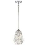 Chrome Pendant Ceiling Light Fixture With 1 Light, 10.25 Inch High And 7.25 Inch Wide, E26 Medium Base Socket, hanging view
