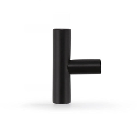 Black Cabinet Knobs Five Pack T Knobs Single Hole Two Inch Overall Length 12mm Bar Diameter Durable Modern Kitchen Cabinet Hardware