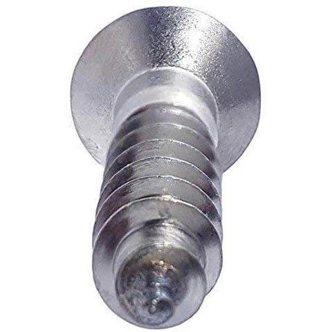 Close-up of 10 x 1-1/2 Inch Flat Head Phillips Wood Screw made from Marine Grade Type 316 Stainless Steel with Partial Thread and Bright Finish
